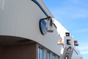 Installation of Waves Coffee logo allows elegant branding of your company, while being seen by customers from a far distance