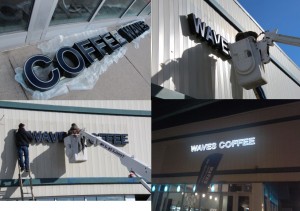 Waves Coffee, Sunridge: From design, to production, to installation-- making your business stand out with channel letters
